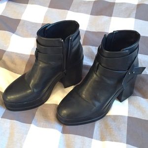 Forever 21 Black Healed Platform Ankle Boots